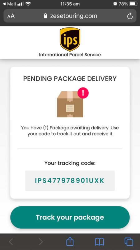 International Parcel Service Phishing