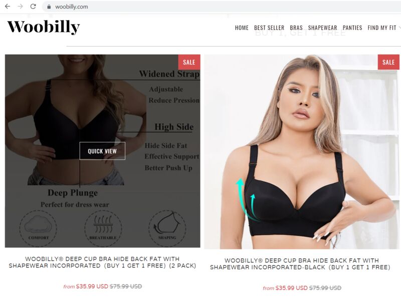 Is Woobilly Bra a Scam Store at woobilly.com?